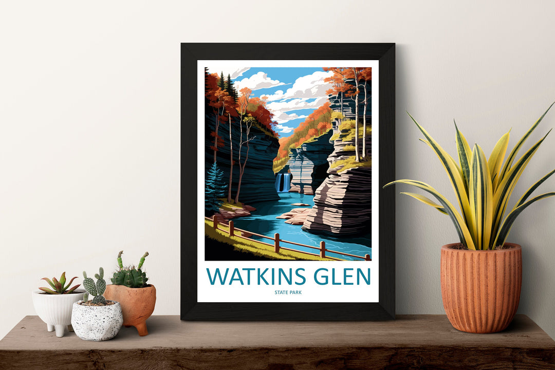 Watkins Glen State Park Travel Print Wall Art Watkins Glen Wall Hanging Home Décor Watkins Glen Gift Art Lovers New York State Art Gift