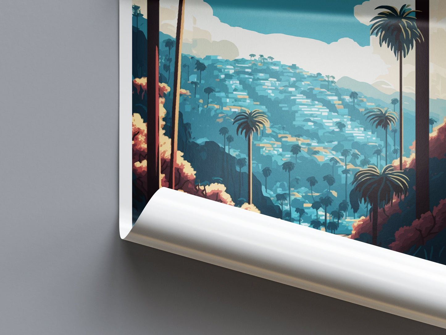 Hollywood Travel Print Wall Art Hollywood Wall Hanging Home Décor Hollywood Gift Art Lovers California Art Lover Gift Hollywood Hills