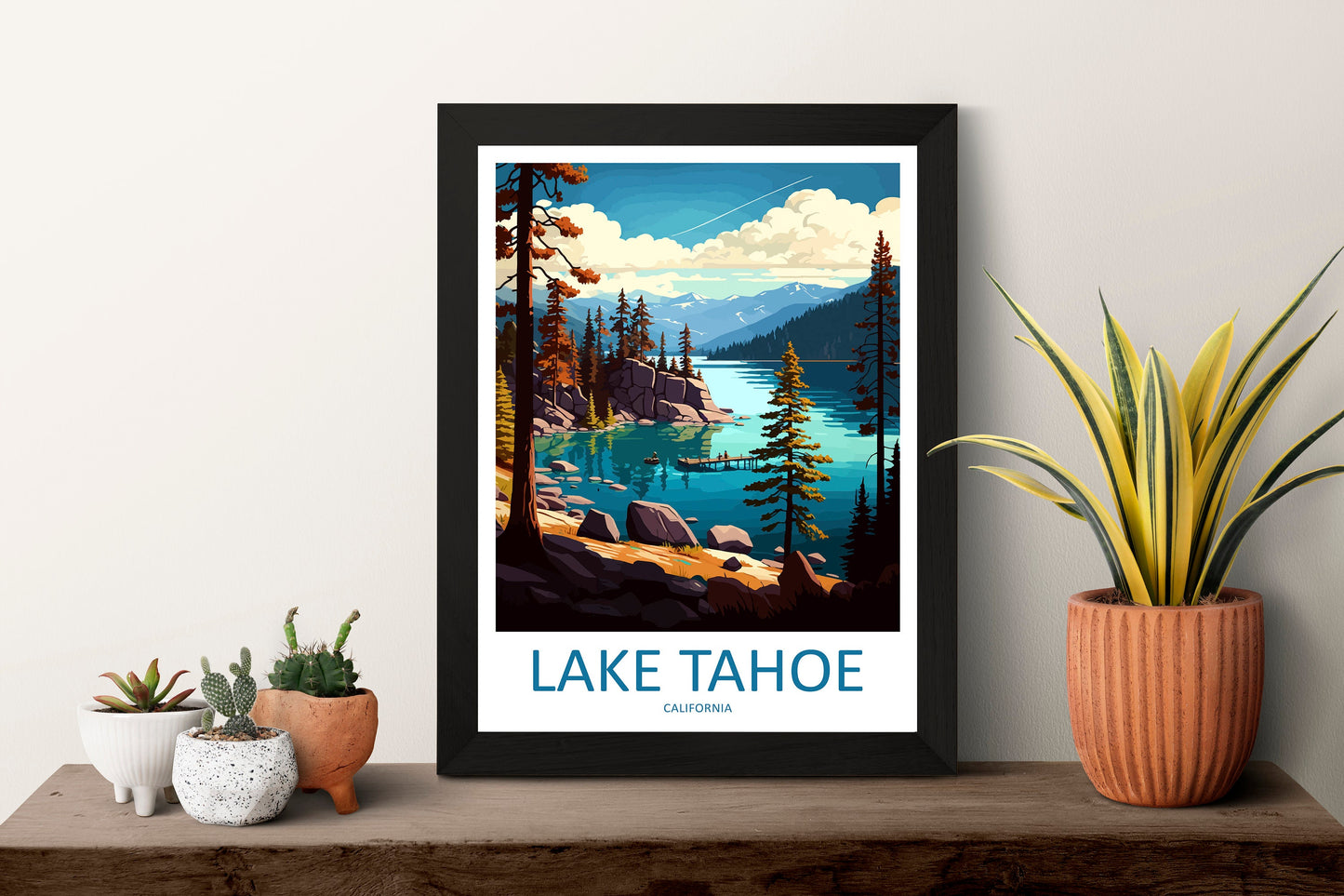 Lake Tahoe Travel Print Wall Art Lake Tahoe Wall Hanging Home Décor Lake Tahoe Gift Art Lovers California Art Lover Gift Lake Tahoe Decor