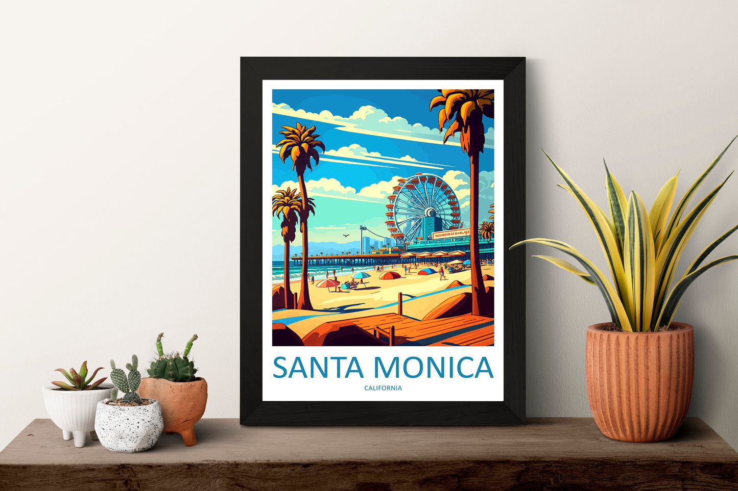 Santa Monica Travel Print Wall Art Santa Monica Wall Hanging Home Décor Santa Monica Gift Art Lovers California Art Lover Gift Santa Monica