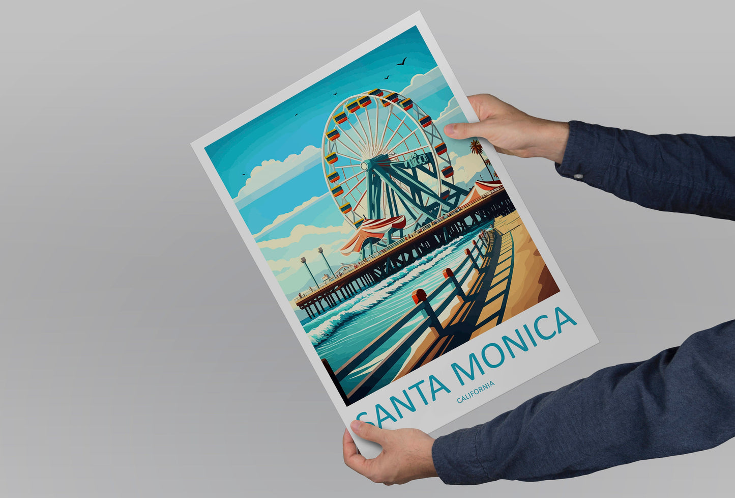 Santa Monica Travel Print Wall Art Santa Monica Wall Hanging Home Décor Santa Monica Gift Art Lovers California Art Lover Gift Santa Monica