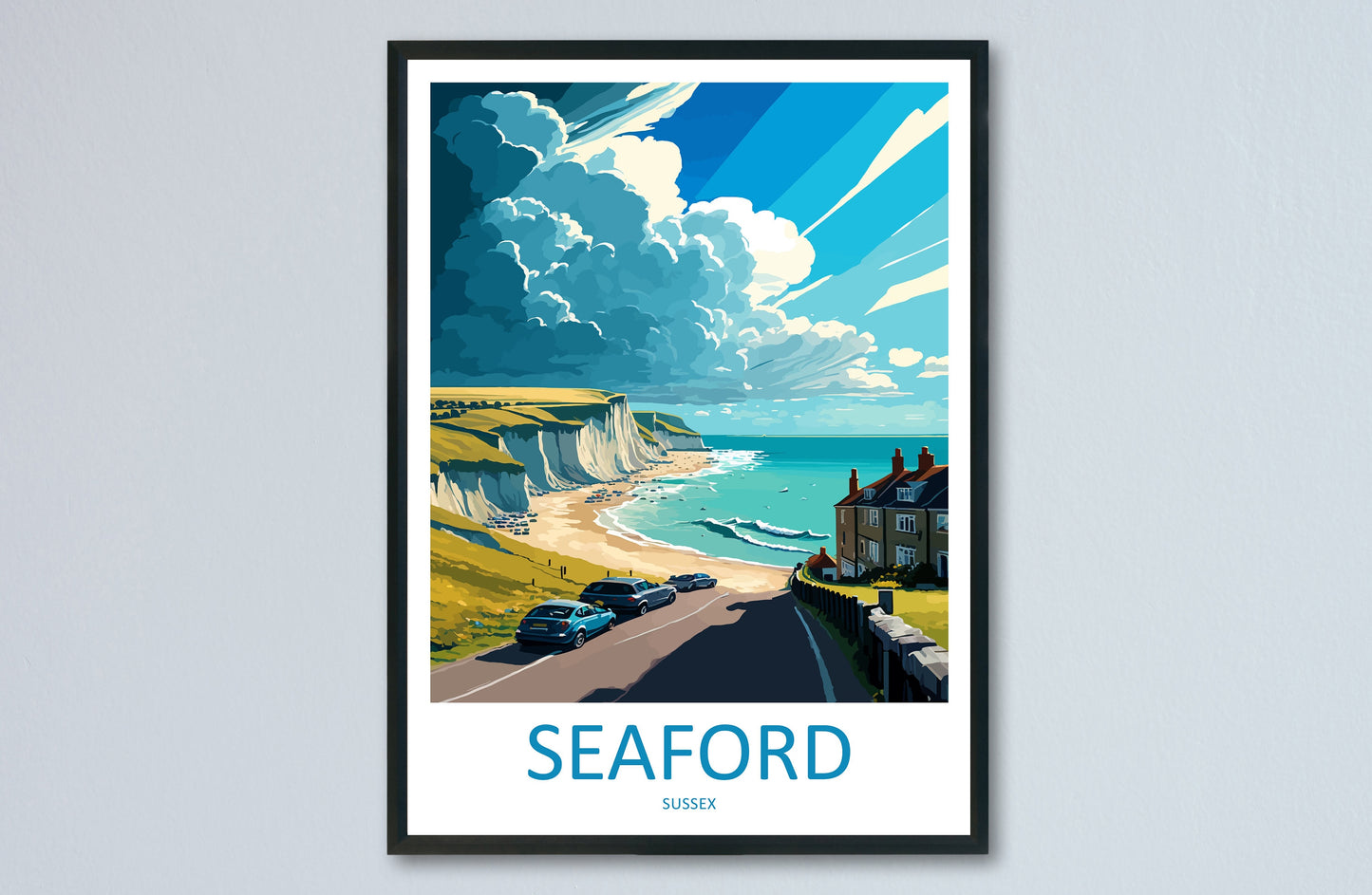 Seaford Travel Print Wall Art Seaford Wall Hanging Home Décor Seaford Gift Art Lovers England Art Lover Gift Print Sussex Travel Print
