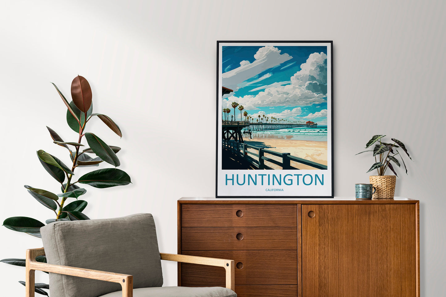Huntington Beach Travel Print Wall Art Huntington Beach Wall Hanging Home Décor Huntington Beach Gift Art Lovers California Art Lover Gift