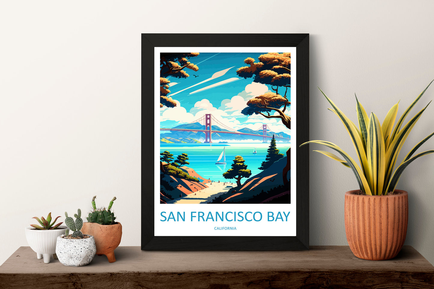 San Francisco Bay Area Travel Print Wall Art San Francisco Bay Wall Hanging Home Décor San Francisco Bay Gift Art Lovers California Art