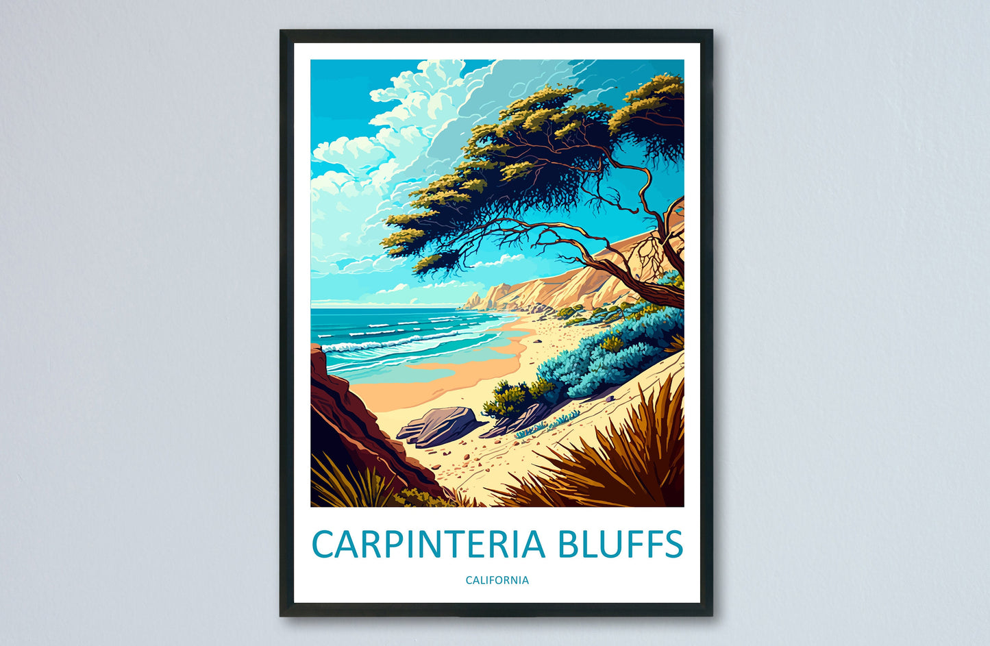 Carpinteria Bluffs Travel Print Wall Art Carpinteria Bluffs Wall Hanging Home Décor Carpinteria Bluffs Gift Art Lovers California Art