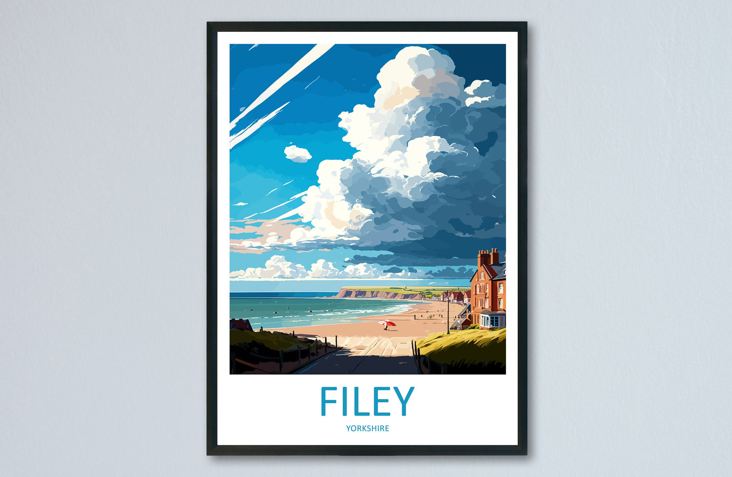 Filey Travel Print Wall Art Filey Wall Hanging Home Décor Filey Gift Art Lovers England Art Lover Gift Print Artwork Yorkshire Artwork