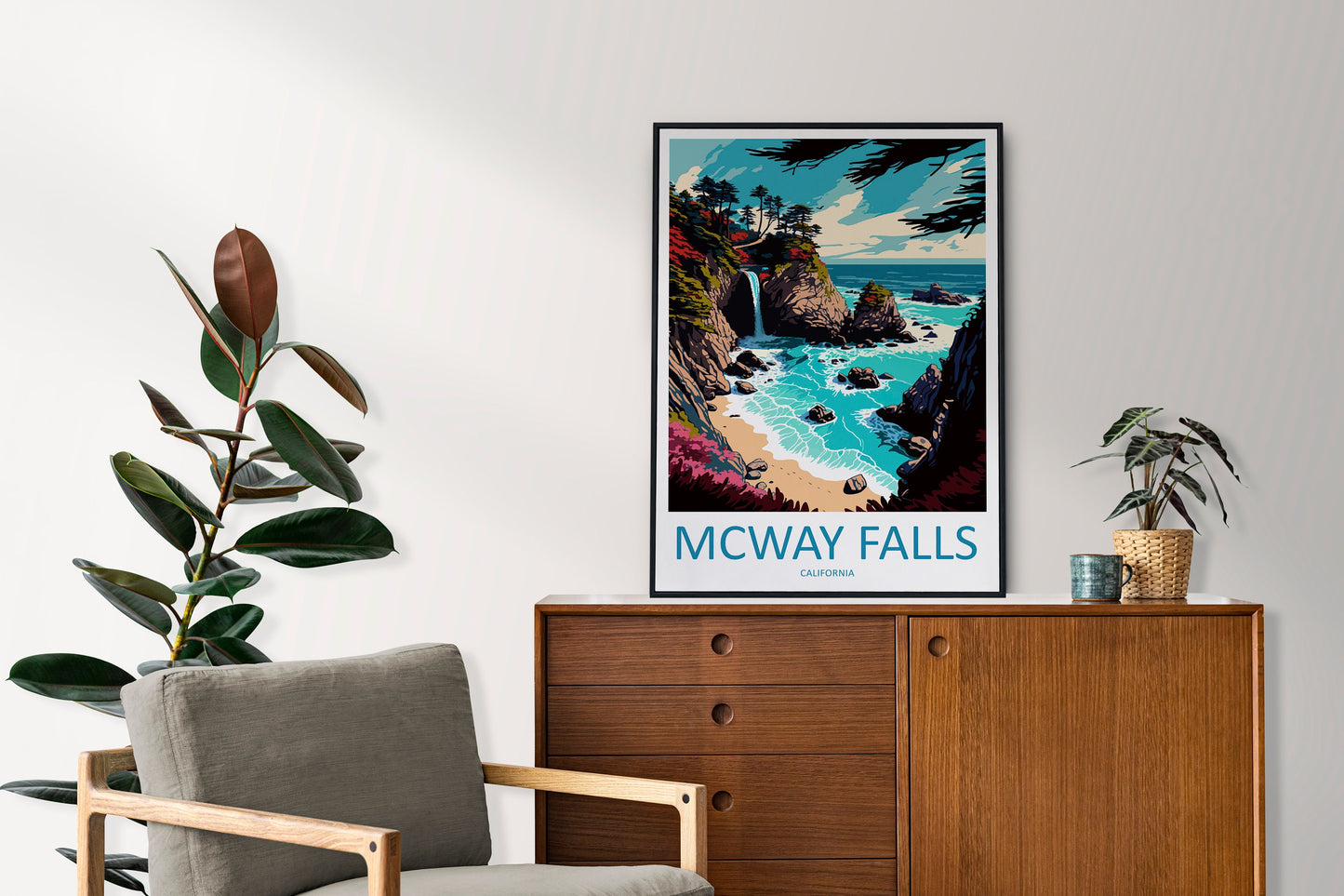 Mcway Falls Travel Print Wall Art Mcway Falls Wall Hanging Home Décor Mcway Falls Gift Art Lovers California Art Lover Gift Print