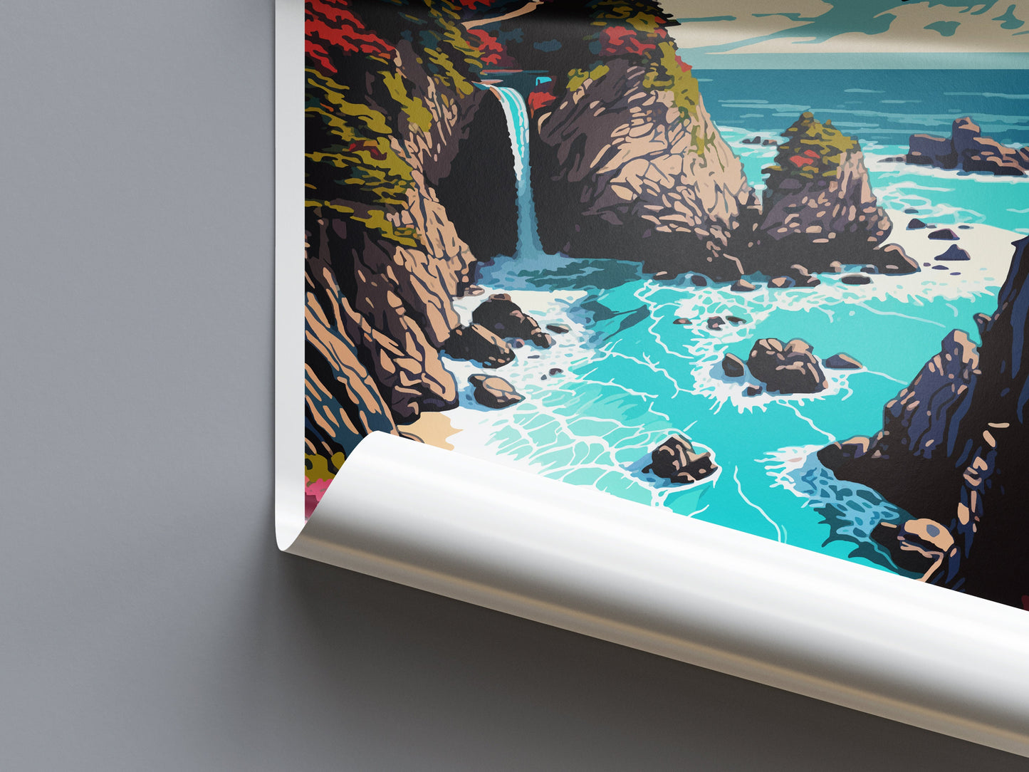 Mcway Falls Travel Print Wall Art Mcway Falls Wall Hanging Home Décor Mcway Falls Gift Art Lovers California Art Lover Gift Print