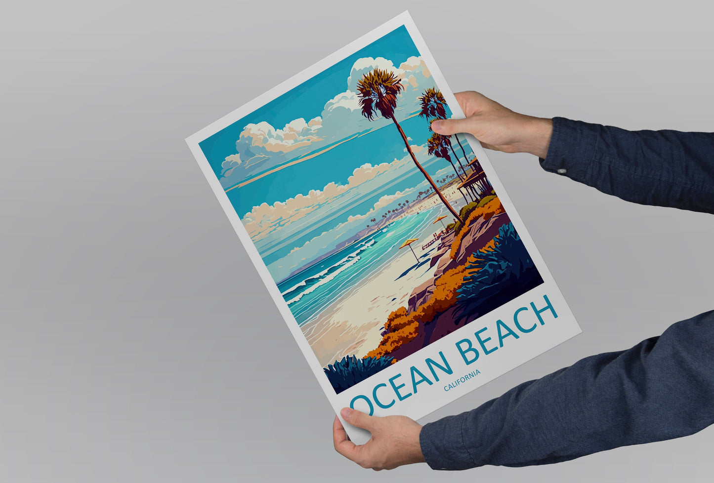 Ocean Beach Travel Print Wall Art Ocean Beach Wall Hanging Home Décor Ocean Beach Gift Art Lovers California Art Lover Gift Poster