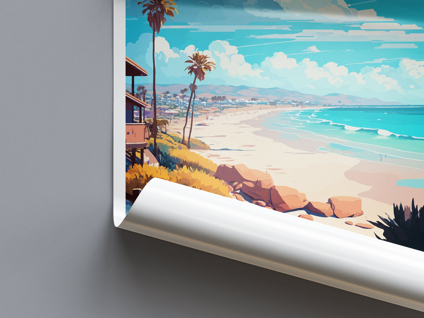 Del Mar Beach Travel Print Wall Art Del Mar Beach Wall Hanging Home Décor Del Mar Beach Gift Art Lovers California Art Poster