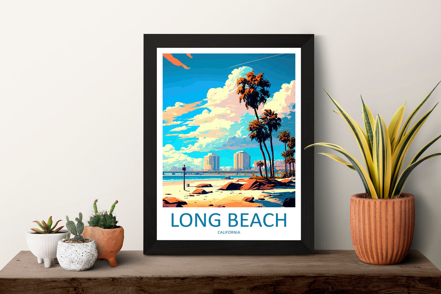 Long Beach Travel Print Wall Art Long Beach Wall Hanging Home Décor Long Beach Gift Art Lovers California Art Poster Long Beach Cali City
