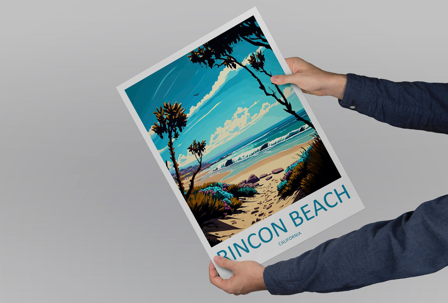 Rincon Beach Travel Print Wall Art Rincon Beach Wall Hanging Home Décor Rincon Beach Gift Art Lovers California Art Poster Rincon Beach