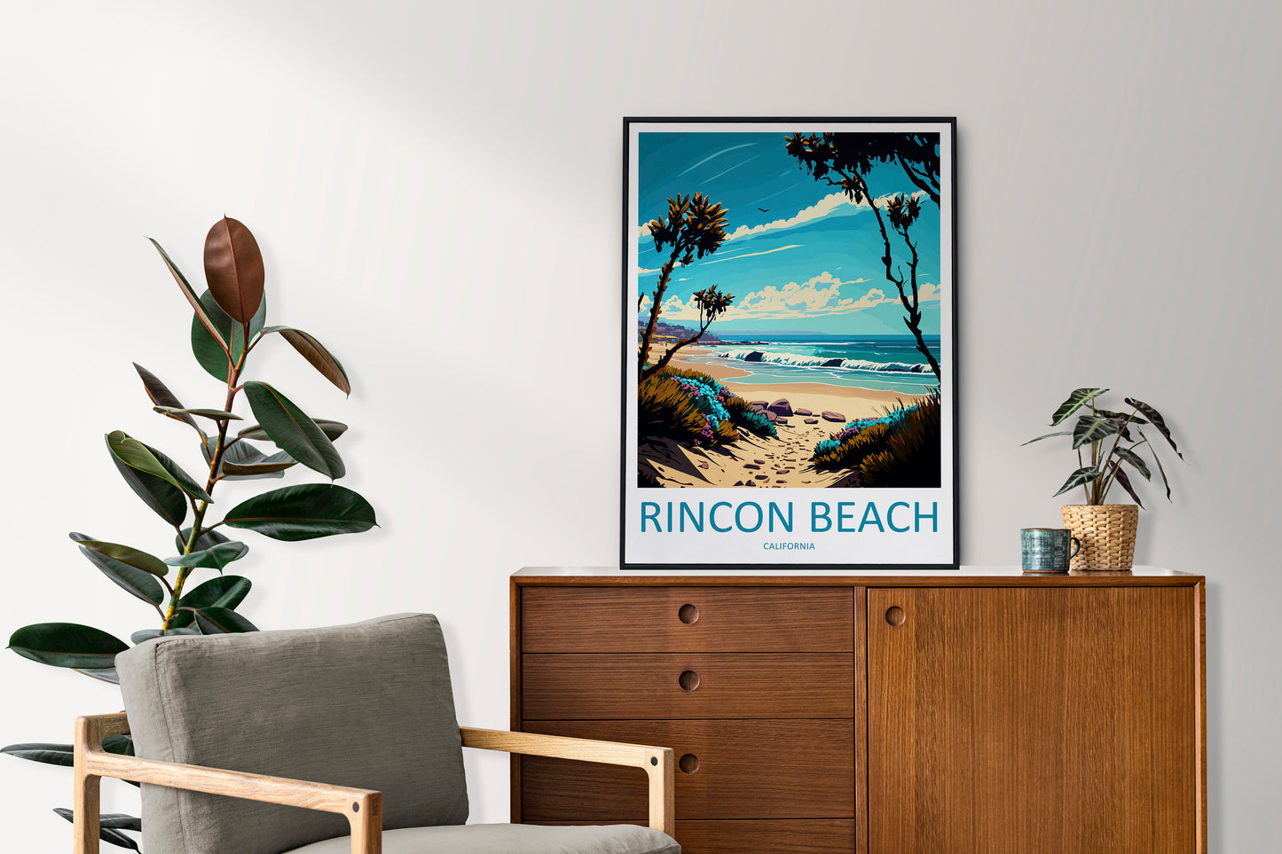 Rincon Beach Travel Print Wall Art Rincon Beach Wall Hanging Home Décor Rincon Beach Gift Art Lovers California Art Poster Rincon Beach