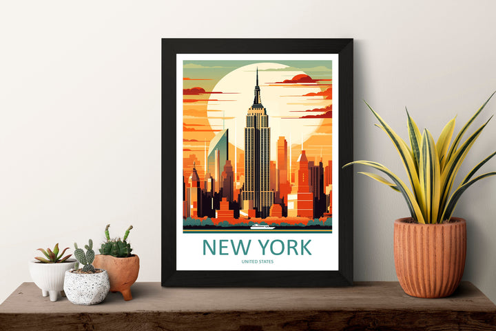 New York Travel Print Wall Art New York Wall Hanging Home Décor New York Gift Art Lovers New York State Art Gift Lover Print