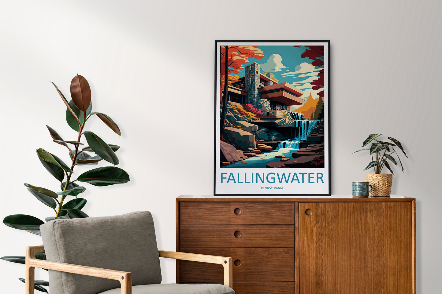 Fallingwater Travel Print Wall Art Fallingwater Wall Hanging Home Décor Fallingwater Gift Art Lovers Pennsylvania Art Lover Travel Art