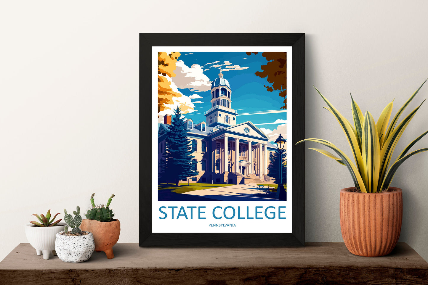 State College Travel Print Wall Art State College Wall Hanging Home Décor State College Gift Art Lovers Pennsylvania Travel Poster Art