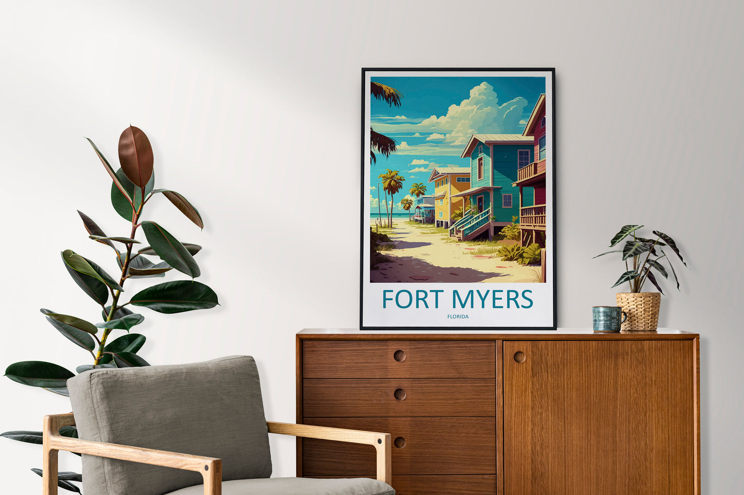 Fort Myers Travel Print Wall Art Fort Myers Wall Hanging Home Décor Fort Myers Gift Art Lovers Florida Art Lover Gift Florida Print