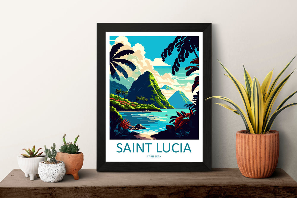 Saint Lucia Travel Print Wall Art Saint Lucia Wall Hanging Home Décor Saint Lucia Gift Art Lovers Wall Art Caribbean Travel Print Poster