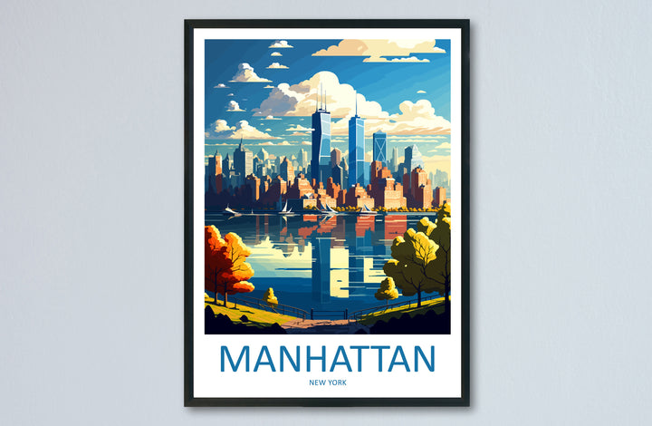 Manhattan New York Travel Print Wall Art Manhattan Wall Hanging Home Décor Manhattan Gift Art Lovers New York Art Lover