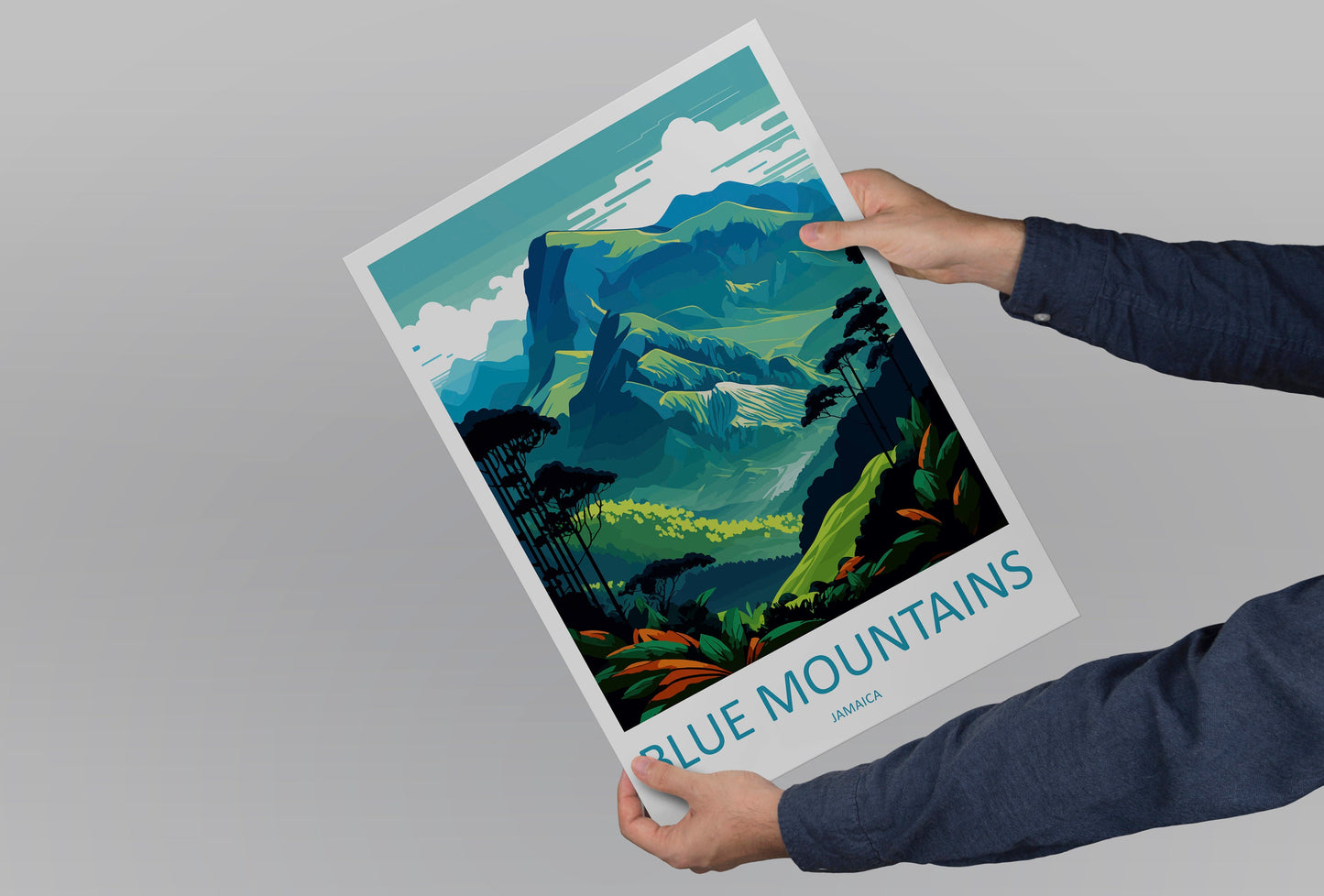 Blue Mountains Travel Print Wall Art Blue Mountains Wall Hanging Home Décor Blue Mountains Gift Art Lovers Wall Art Caribbean Travel Print