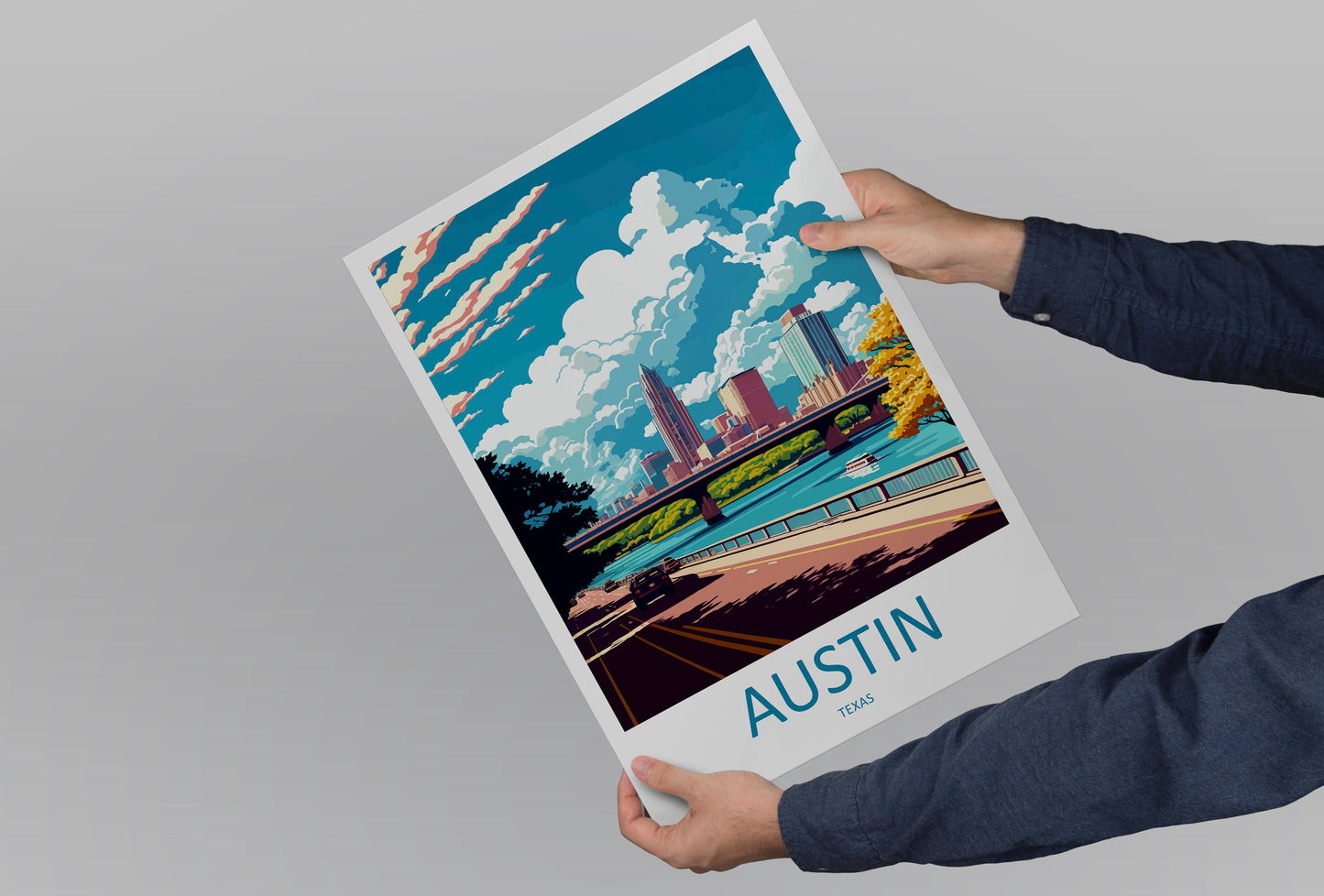 Austin Travel Print Wall Art Austin Wall Hanging Home Décor Austin Gift Art Lovers Texas Art Lover Gift Texas Travel Poster Artwork