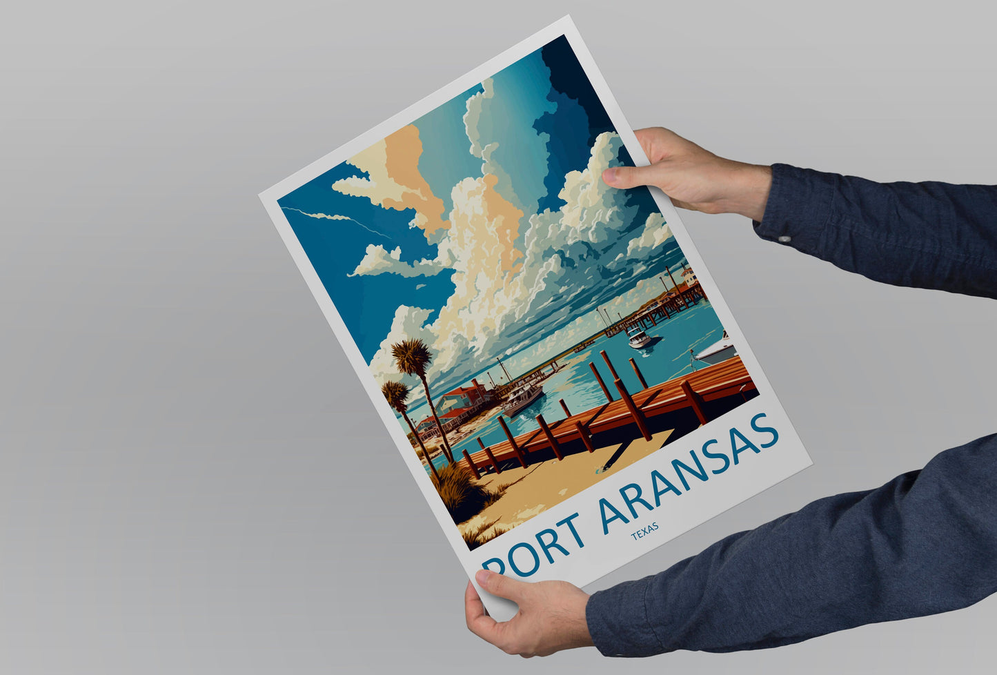 Port Aransas Travel Print Wall Art Port Aransas Wall Hanging Home Décor Port Aransas Gift Art Lovers Texas Art Lover Gift Texas Travel Print