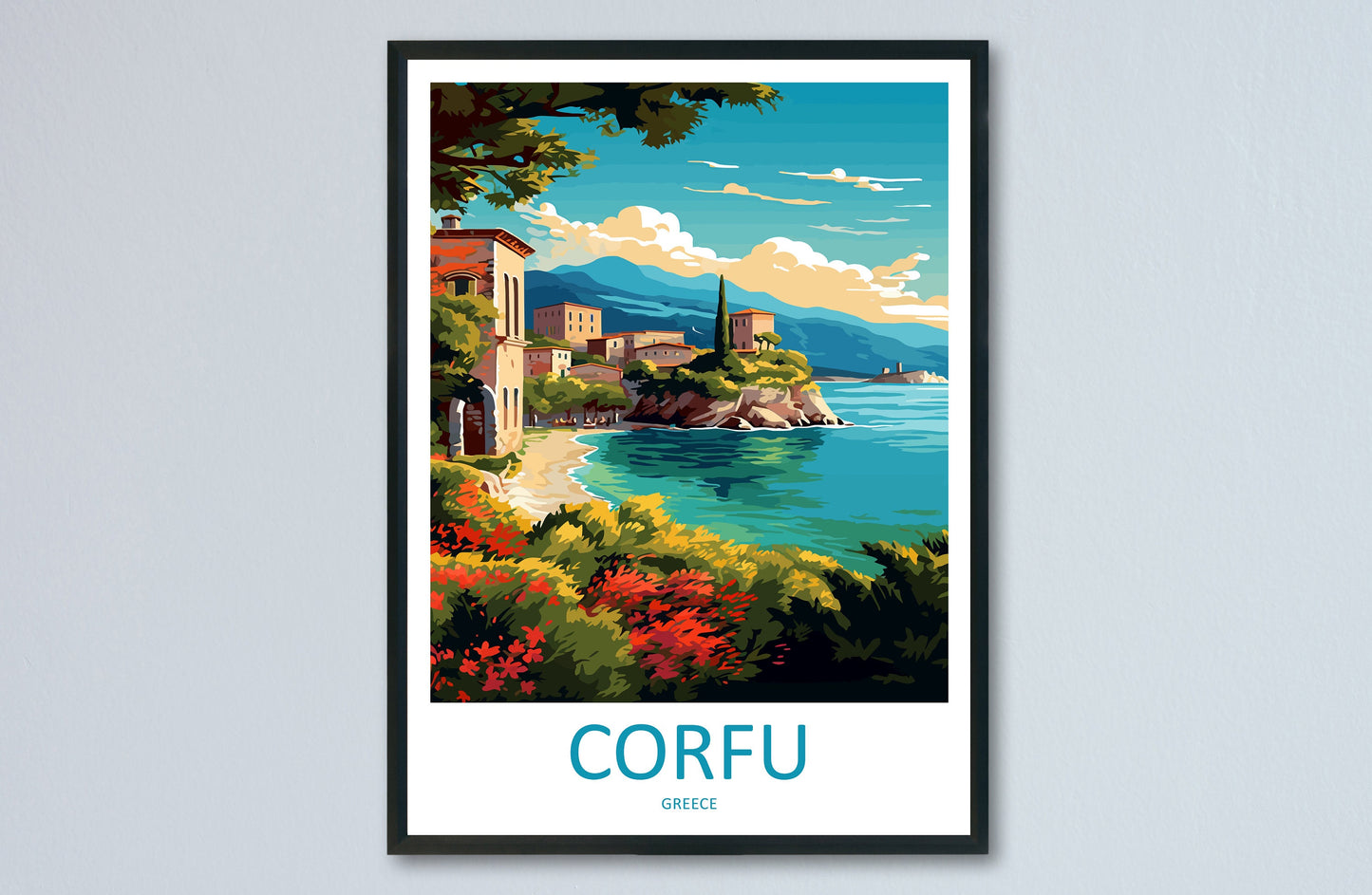 Corfu Travel Print Wall Art Corfu Greece Wall Hanging Home Decoration Corfu Gift Art Lovers Wall Art Print Corfu Wall Décor Greece Poster