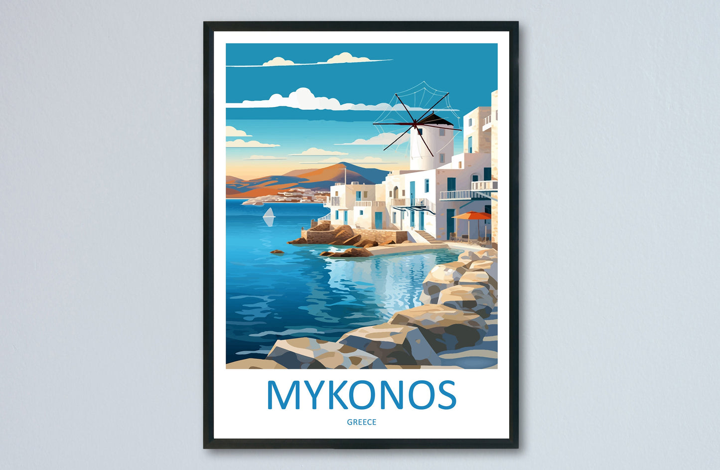 Mykonos Travel Print Wall Art Mykonos Greece Wall Hanging Home Decoration Mykonos Gift Art Lovers Wall Art Print Mykonos Greece Wall Poster
