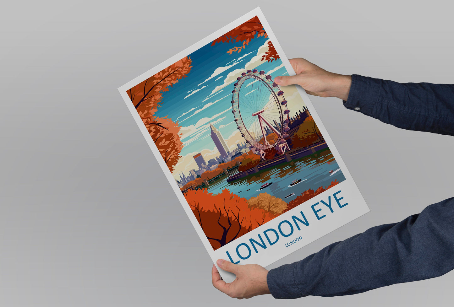 London Eye Travel Print Wall Art London Eye Wall Hanging Home Décor London Gift Art Lovers London Eye Art Lover Gift London Eye Travel Gift