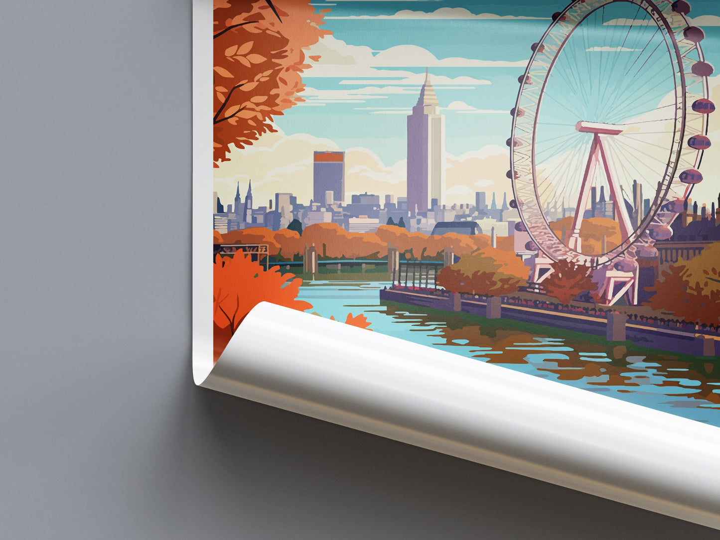 London Eye Travel Print Wall Art London Eye Wall Hanging Home Décor London Gift Art Lovers London Eye Art Lover Gift London Eye Travel Gift