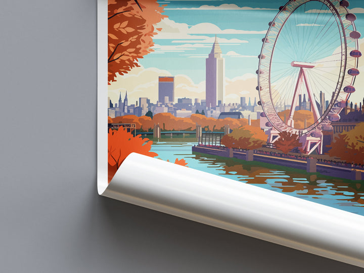 London Eye Travel Print Wall Art London Eye Wall Hanging Home Décor London Gift Art Lovers London Eye Art Lover Gift London Eye Travel Gift