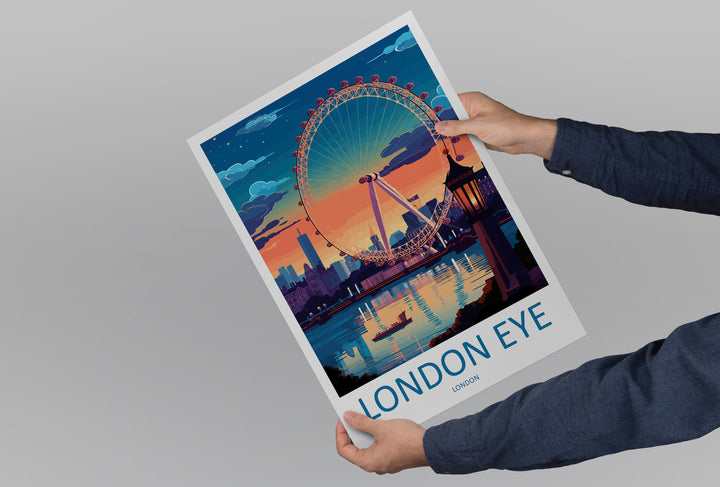 London Eye Travel Print Wall Art London Eye Wall Hanging Home Décor London Gift Art Lovers London Eye Art Lover Gift London Eye Travel Gift