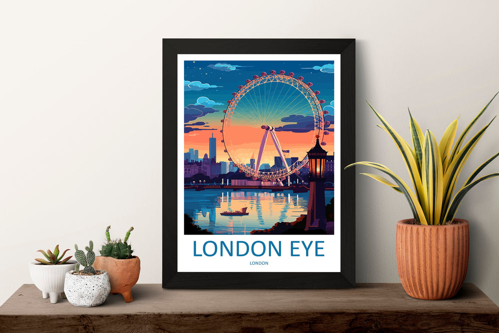 London Eye Travel Print Wall Art London Eye Wall Hanging Home Décor London Gift Art Lovers London Eye Art Lover Gift London Eye Travel Gift