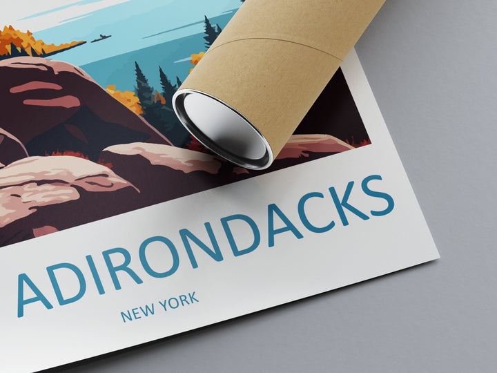 The Adirondacks Travel Print Wall Art The Adirondacks Wall Hanging Home Décor The Adirondacks Gift Art Lovers New York State Art Gift