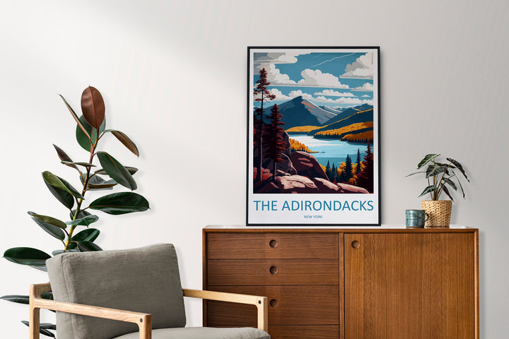 The Adirondacks Travel Print Wall Art The Adirondacks Wall Hanging Home Décor The Adirondacks Gift Art Lovers New York State Art Gift