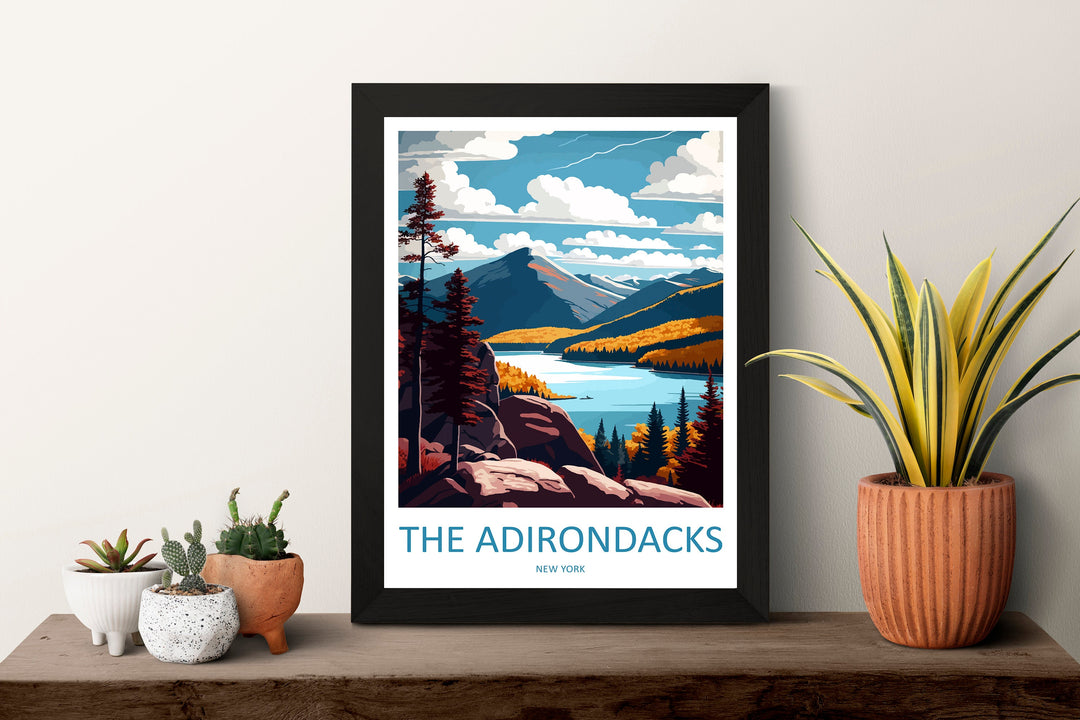 The Adirondacks Travel Print Wall Art The Adirondacks Wall Hanging Home Décor The Adirondacks Gift Art Lovers New York State Art Gift