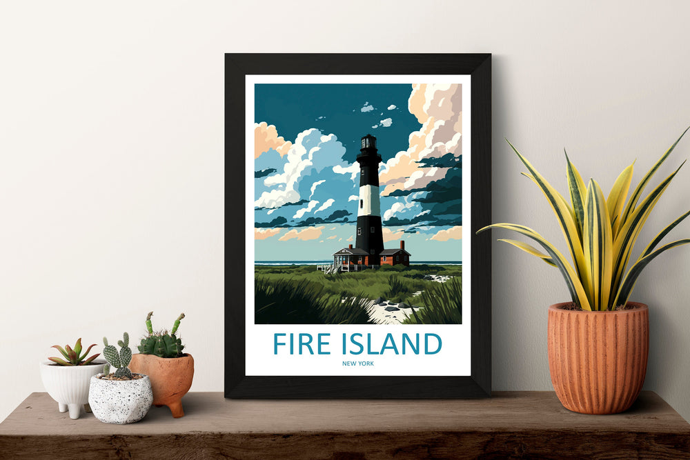 Fire Island Travel Print Wall Art Fire Island Wall Hanging Home Décor Fire Island Gift Art Lovers New York State Art Gift Lover Print