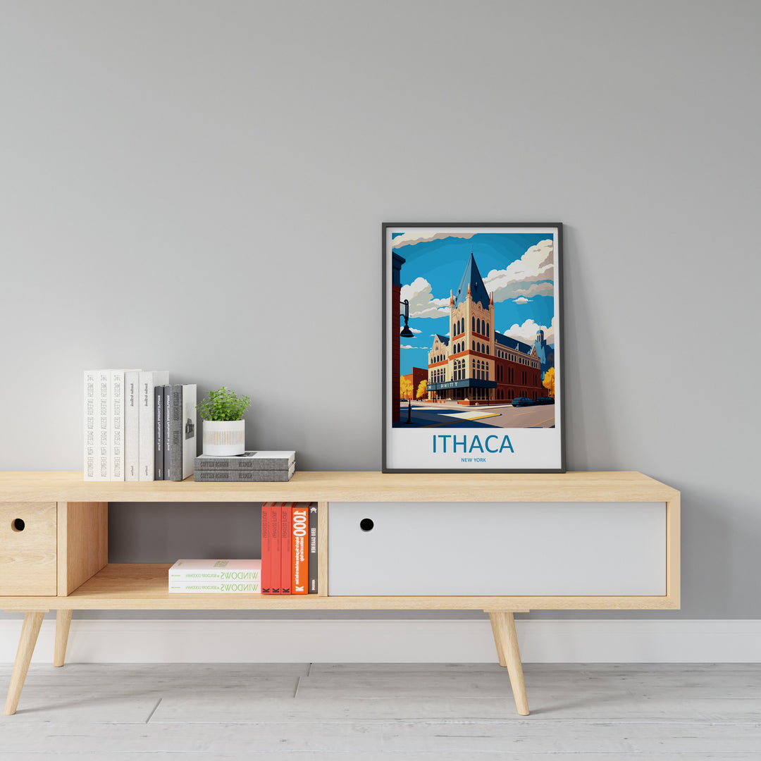Ithaca Travel Print Wall Art Ithaca Wall Hanging Home Décor Ithaca Gift Art Lovers New York State Art Gift Lover Print