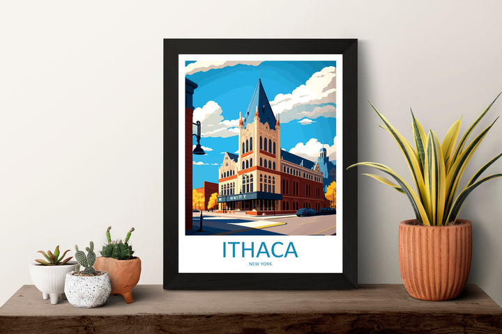 Ithaca Travel Print Wall Art Ithaca Wall Hanging Home Décor Ithaca Gift Art Lovers New York State Art Gift Lover Print