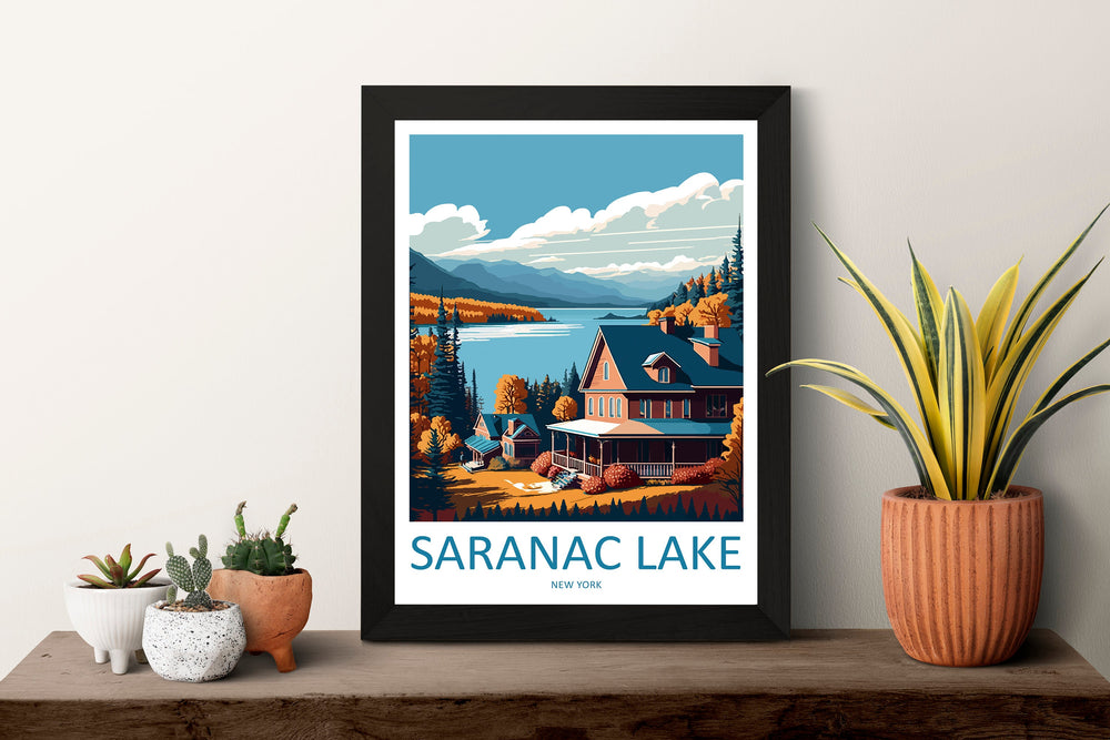 Saranac Lake Travel Print Wall Art Saranac Lake Wall Hanging Home Décor Saranac Lake Gift Art Lovers New York State Art Gift Lover Poster