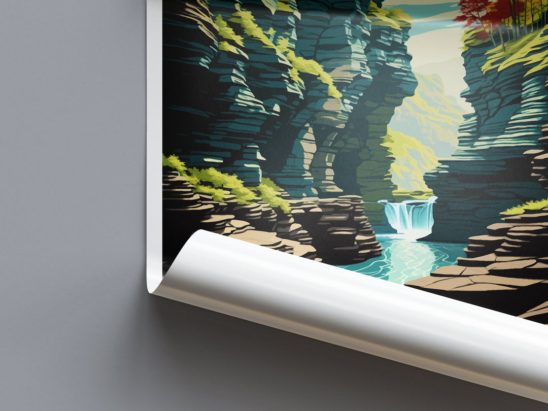 Watkins Glen State Park Travel Print Wall Art Watkins Glen Wall Hanging Home Décor Watkins Glen Gift Art Lovers New York State Art Gift