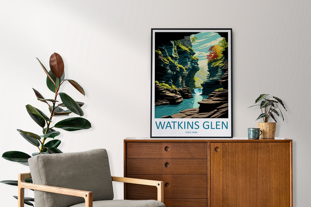 Watkins Glen State Park Travel Print Wall Art Watkins Glen Wall Hanging Home Décor Watkins Glen Gift Art Lovers New York State Art Gift