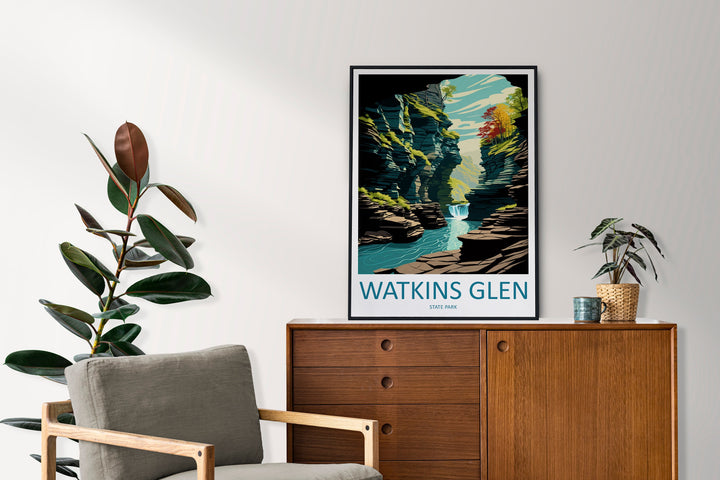 Watkins Glen State Park Travel Print Wall Art Watkins Glen Wall Hanging Home Décor Watkins Glen Gift Art Lovers New York State Art Gift
