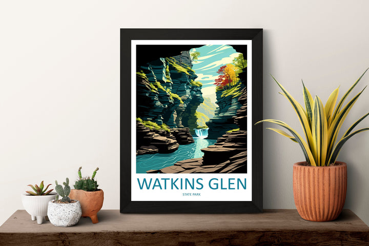 Watkins Glen State Park Travel Print Wall Art Watkins Glen Wall Hanging Home Décor Watkins Glen Gift Art Lovers New York State Art Gift