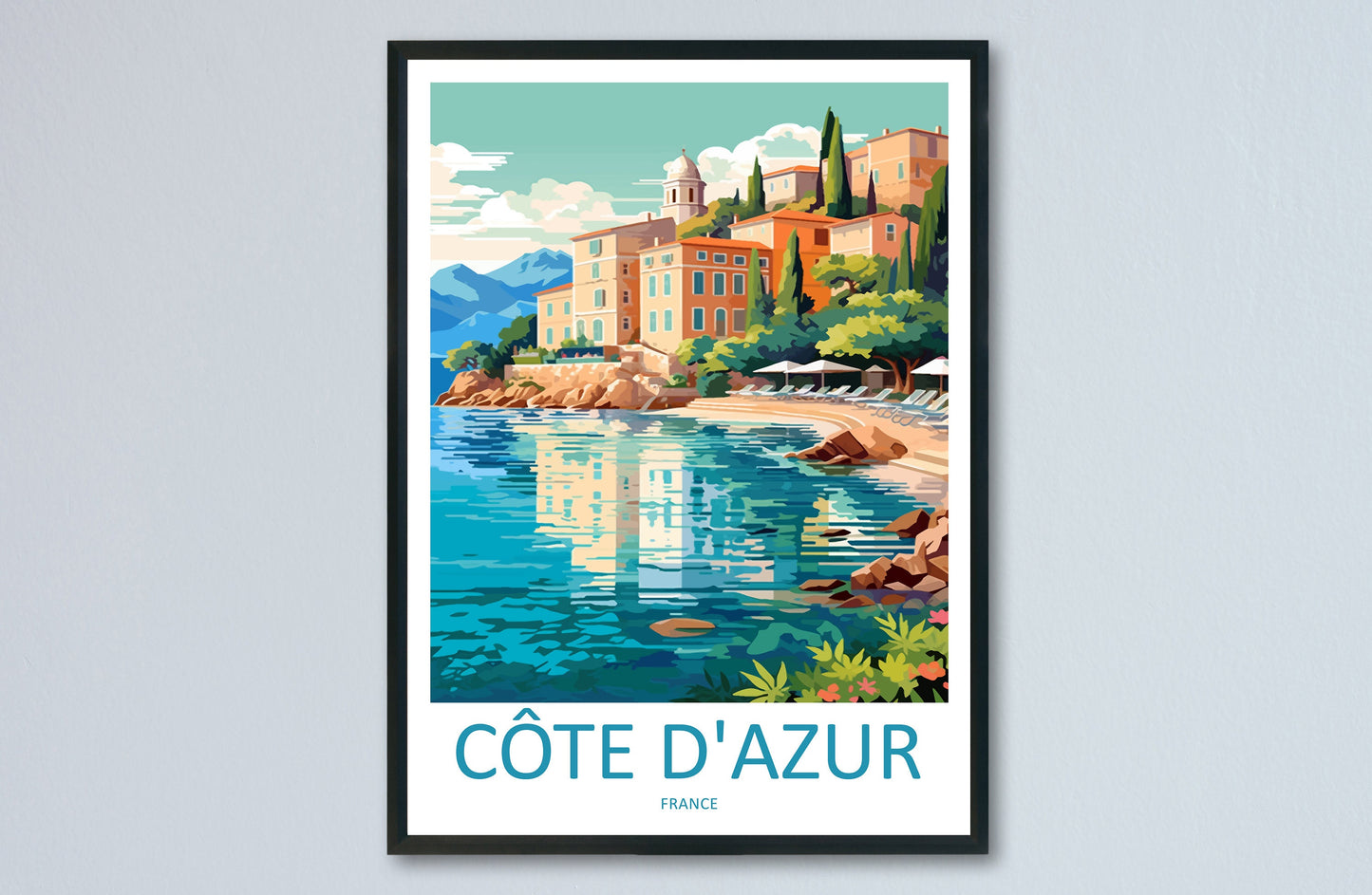 Cote D'azur Travel Print Wall Art Cote D'azur Wall Hanging Home Decor Cote D'azur France Gift Art Lovers Wall Art Print Art Cote D'azur