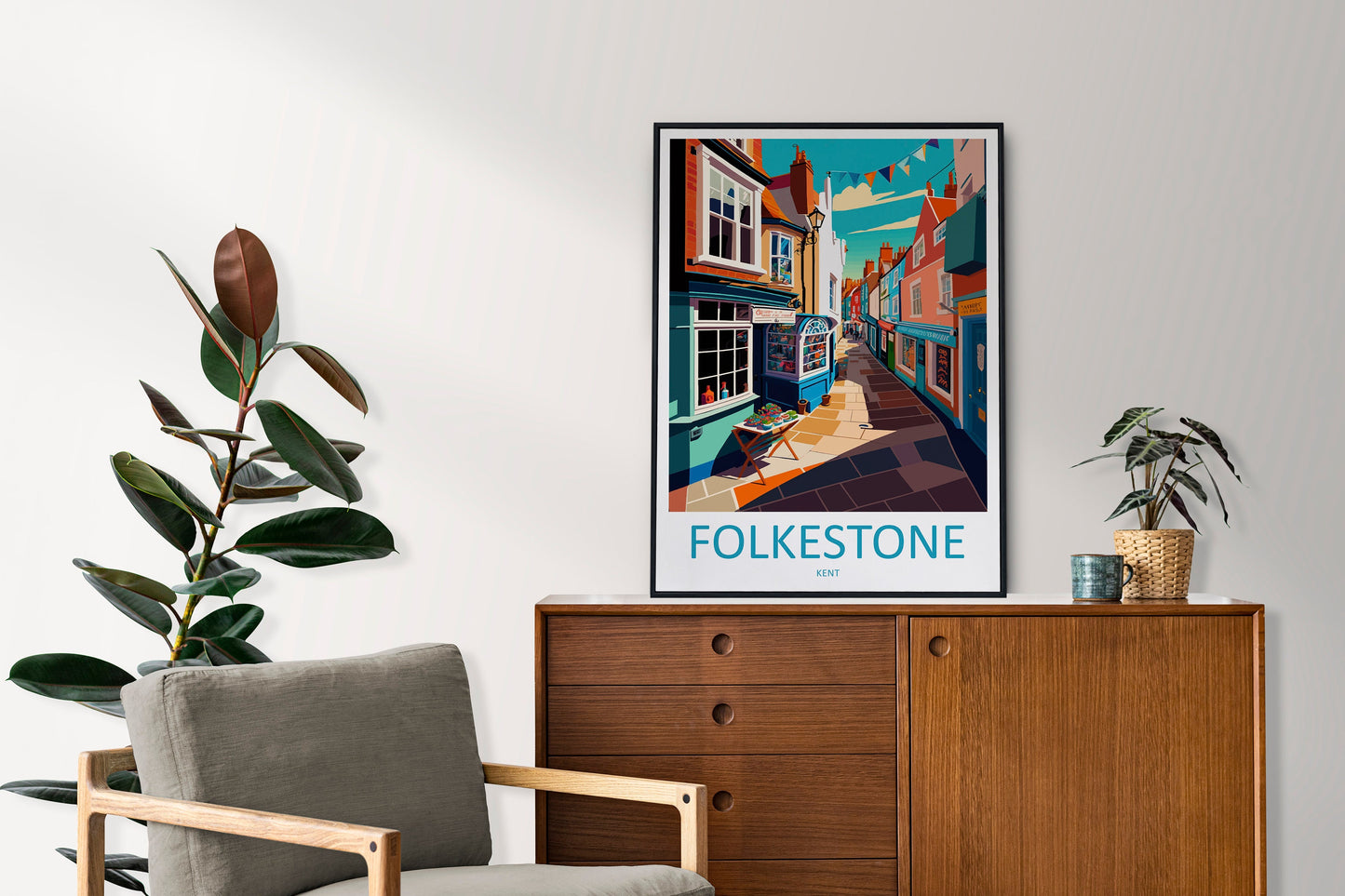Folkestone Travel Print Wall Art Folkestone Wall Hanging Home Décor Folkestone Gift Art Lovers England Art Lover Gift Print Artwork Kent Art