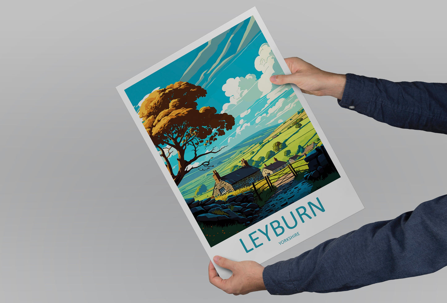 Leyburn Travel Print Wall Art Leyburn Wall Hanging Home Décor Leyburn Gift Art Lovers England Art Lover Gift Print Artwork Yorkshire Artwork