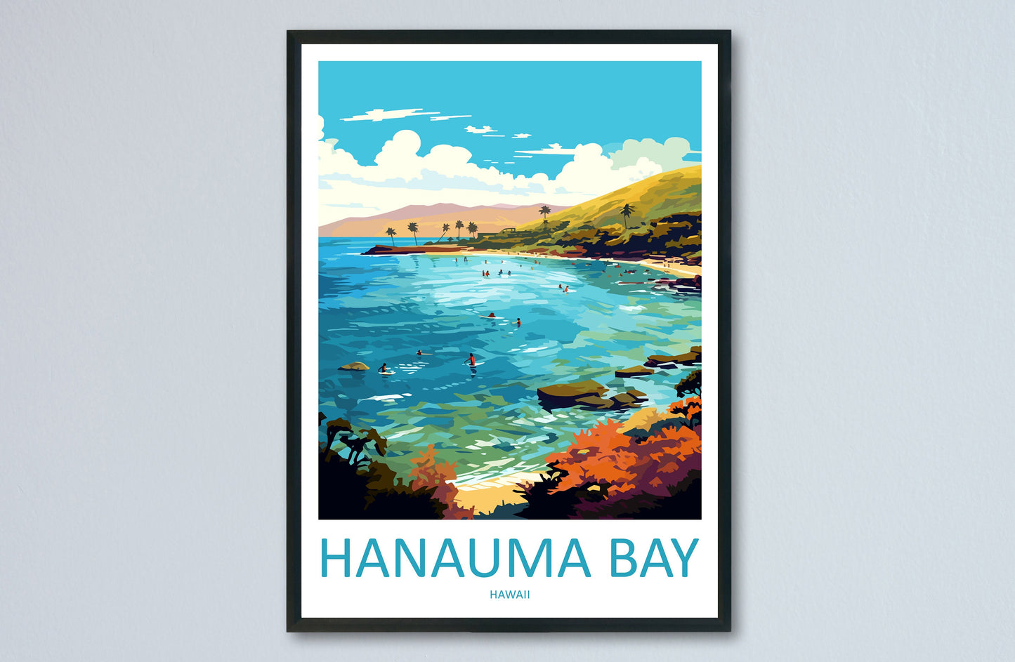 Hanauma Bay Travel Print Wall Art Hanauma Bay Wall Hanging Home Décor Hanauma Bay Gift Art Lovers Hawaii Art Lover Gift Print Artwork
