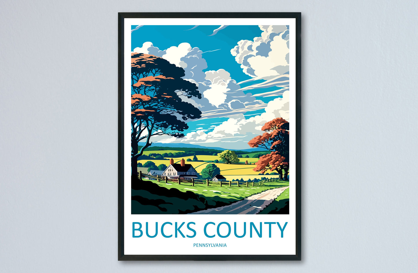 Bucks County Travel Print Wall Art Bucks County Wall Hanging Home Décor Bucks County Gift Art Lovers Pennsylvania Art Lover Travel Art