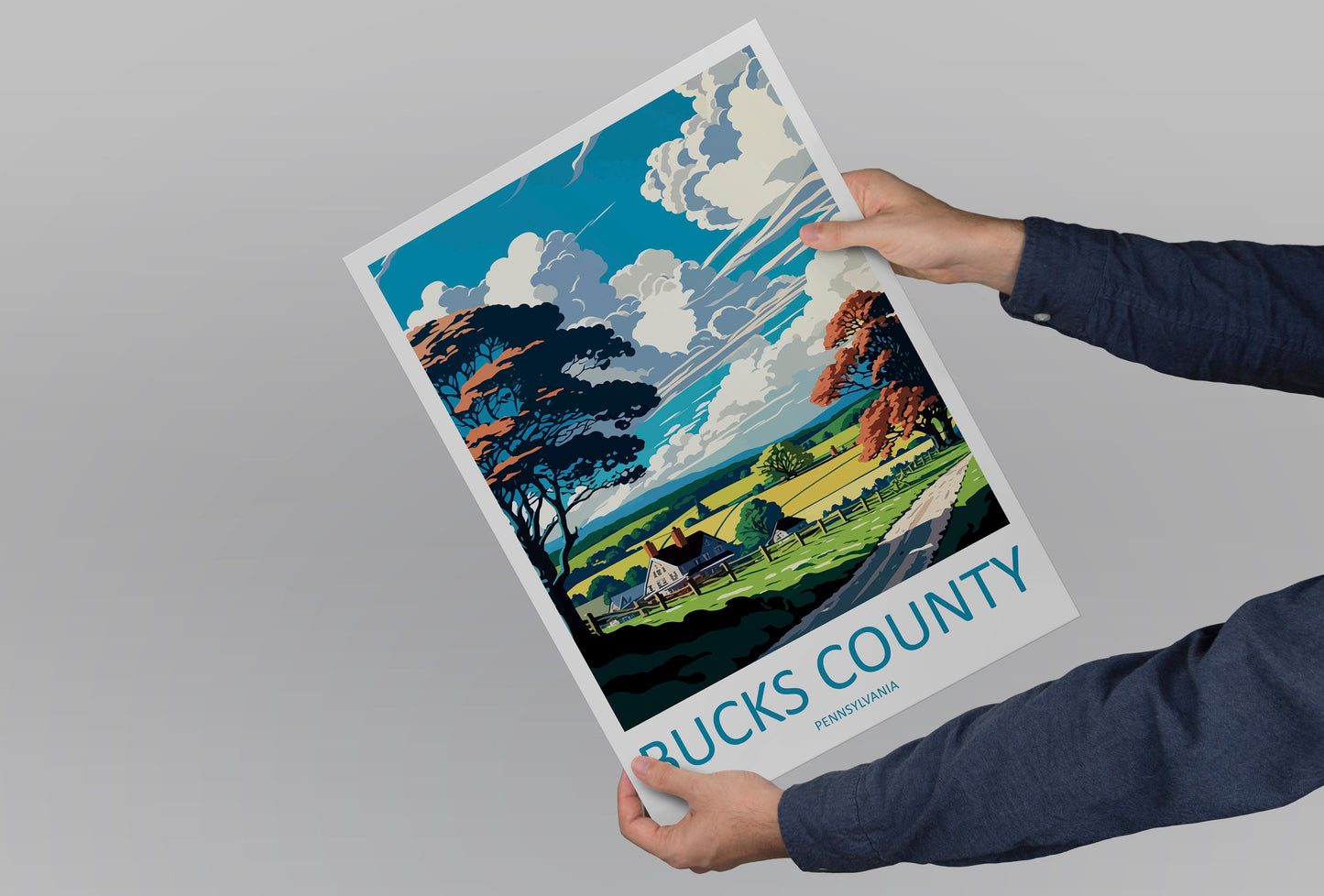 Bucks County Travel Print Wall Art Bucks County Wall Hanging Home Décor Bucks County Gift Art Lovers Pennsylvania Art Lover Travel Art